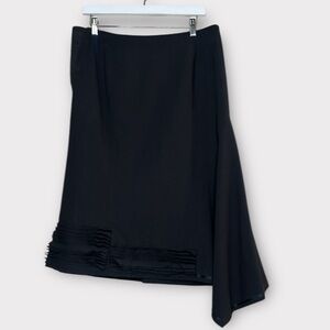 VTG Y2K Ritsuko Shirahama Wool Asymmetrical Ruffle Hem Skirt Sz Black 3 (US LRG)